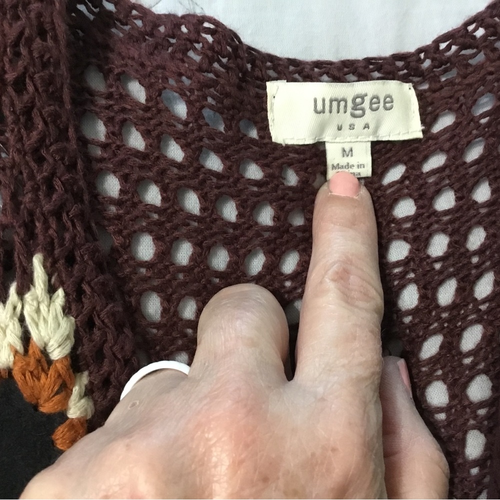 Umgee Long Crochet Cardigan Size M - Picture 9 of 14